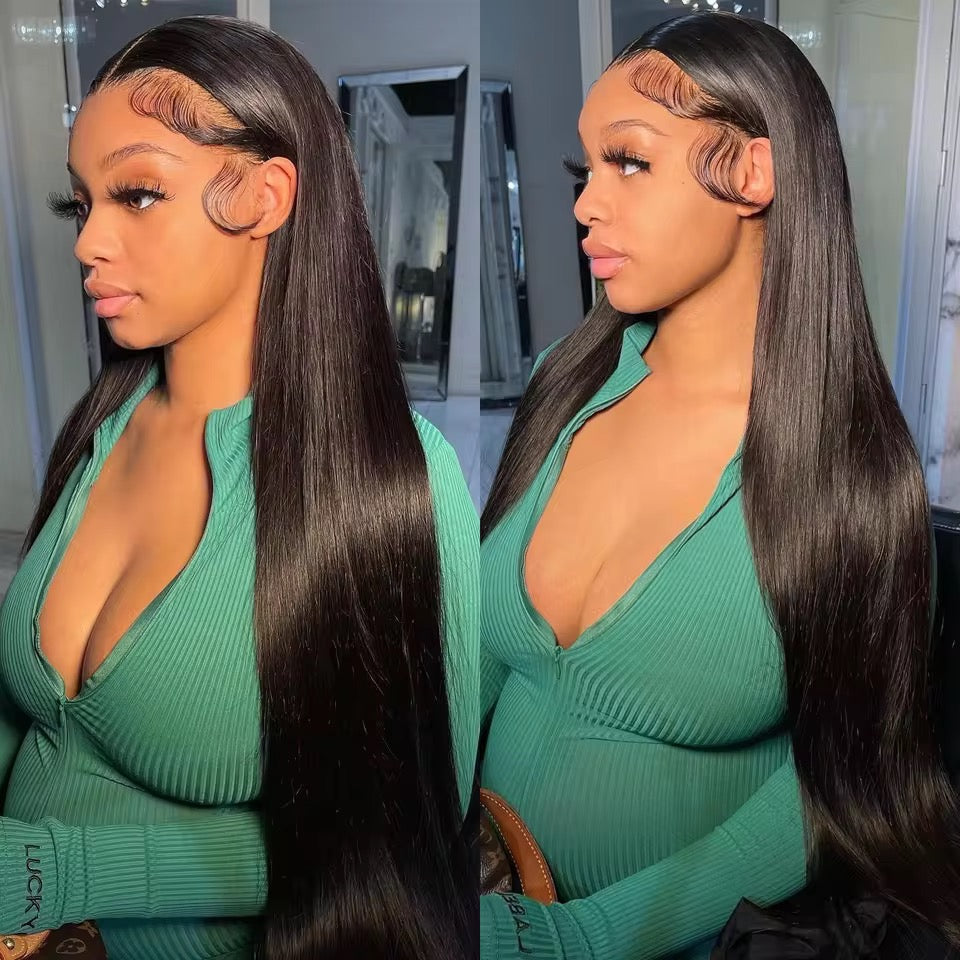 Straight Brazilian Virgin Hair Lace Front Wig - Transparent Lace