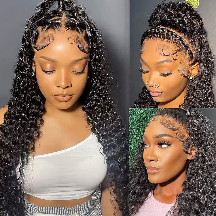 Remy Deep Wave Brazilian Human Hair Lace Front Wig - Transparent Lace