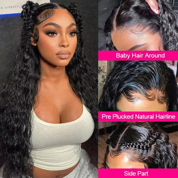 Water Wave Indian Human Hair Lace Front Wig - Transparent Lace