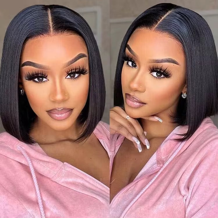 Straight Peruvian Human Hair Lace Front Bob Wig - Transparent Lace