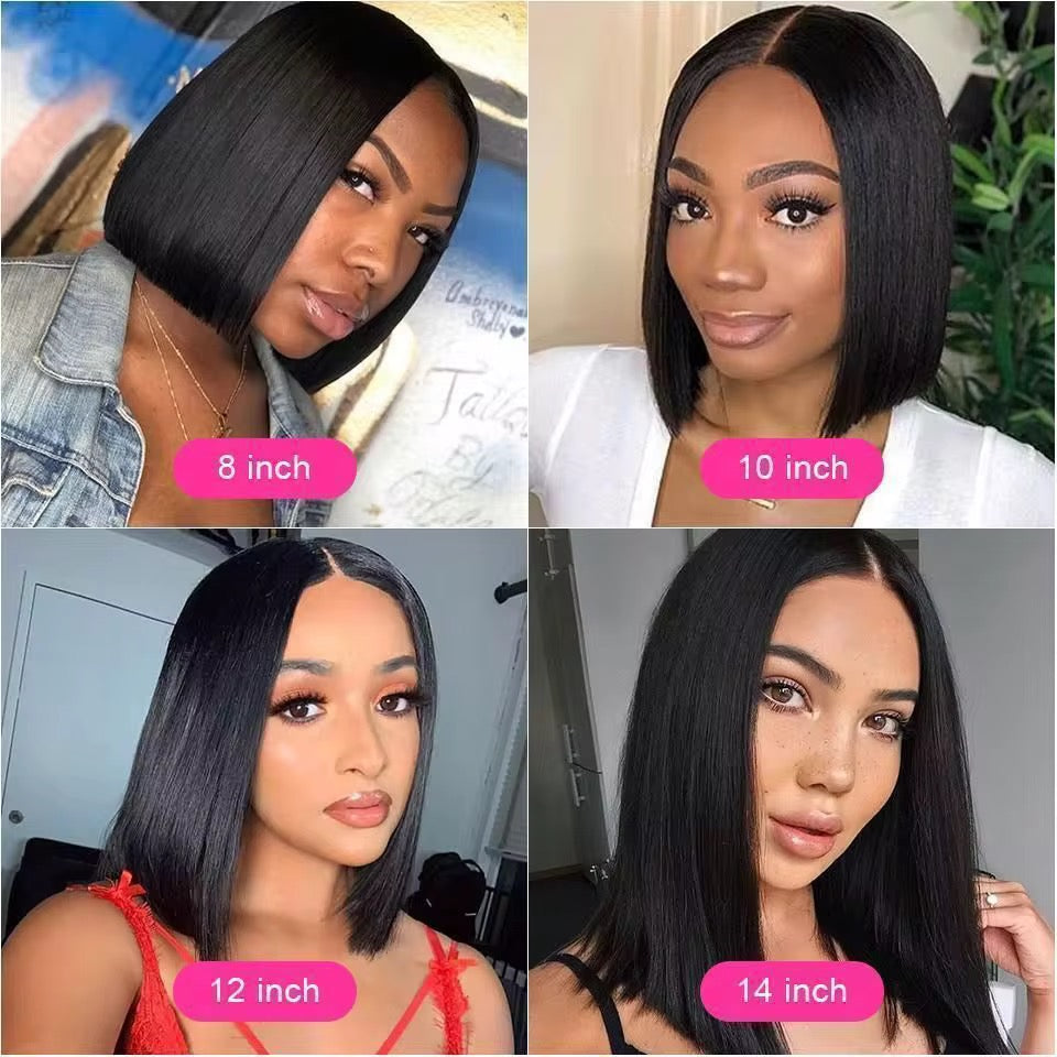 Straight Peruvian Human Hair Lace Front Bob Wig - Transparent Lace