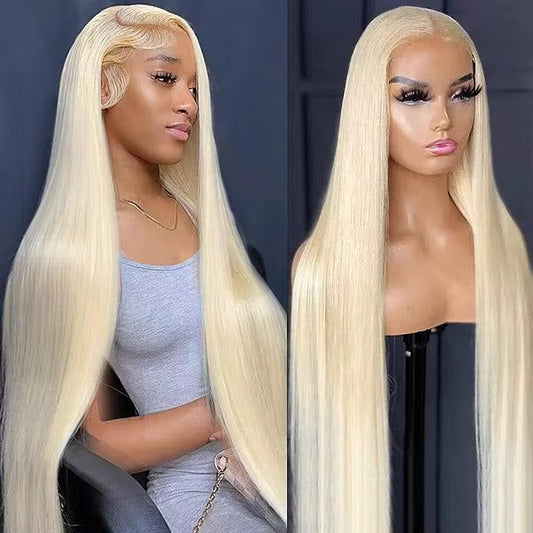Blonde Straight  Brazilian Virgin Hair Lace Front Wig - HD Lace