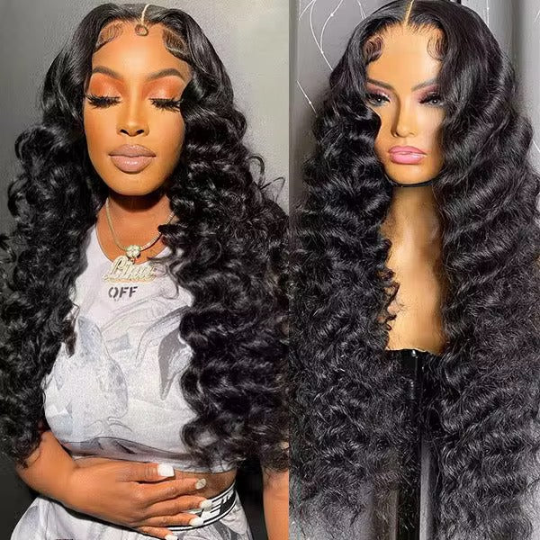 Loose Deep Wave Brazilian Virgin Hair Lace Front Wig - Transparent Lace