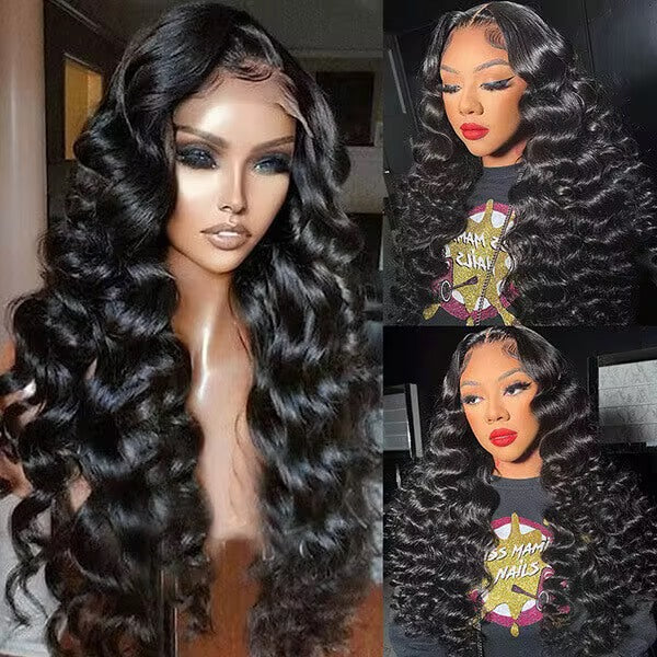 Loose Wave Brazilian Virgin Hair Lace Front Wig - Transparent Lace