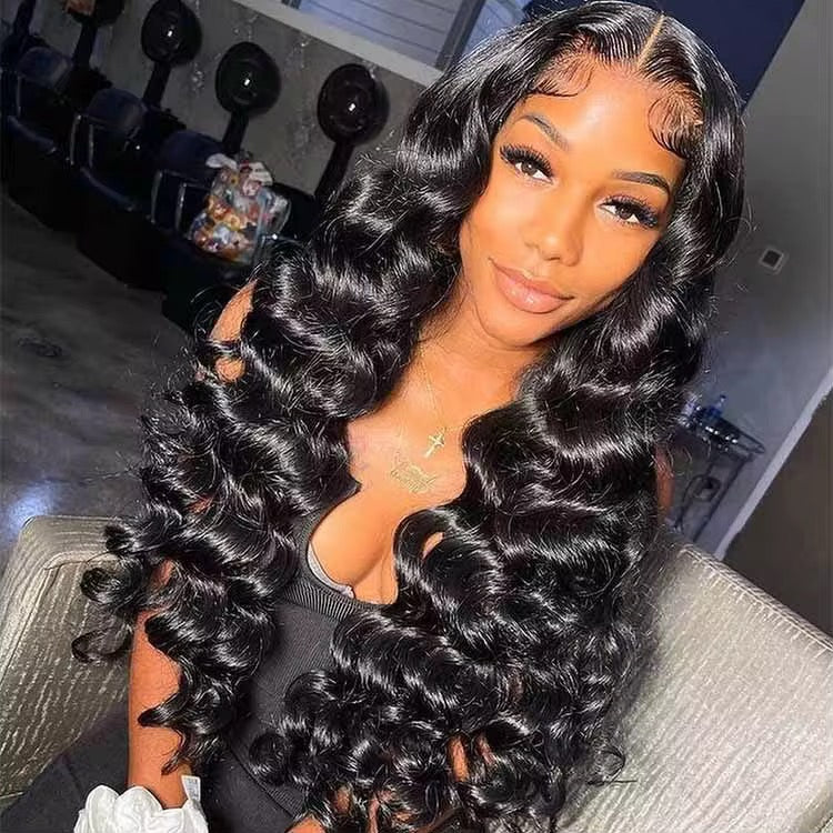 Loose Deep Wave Brazilian Virgin Hair Lace Front Wig - Transparent Lace